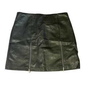 LF Seek The Label Faux Leather Green Moto Mini Skirt Size S NWT